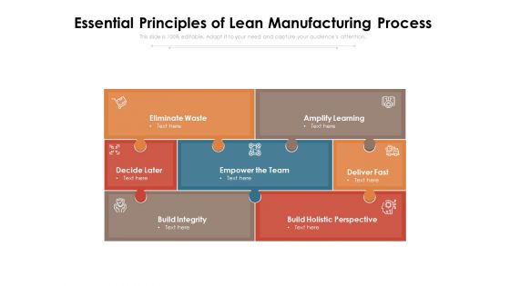 Essential Principles Of Lean Manufacturing Process Ppt PowerPoint Presentation Infographic Template Brochure PDF