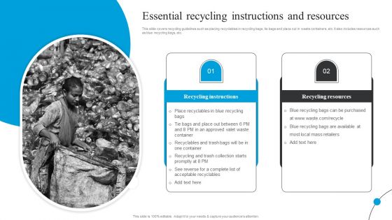 Essential Recycling Instructions And Resources Waste Disposal Services Proposal Information PDF