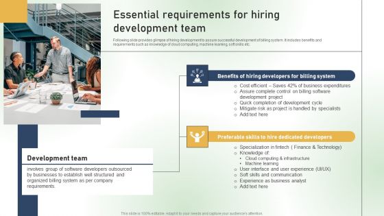 Essential Requirements For Hiring Development Team Ppt PowerPoint Presentation File Outline PDF