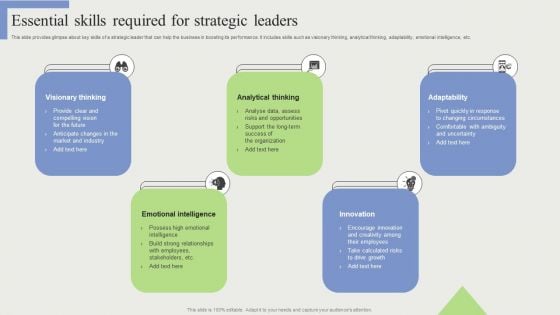 Essential Skills Required For Strategic Leaders Information PDF