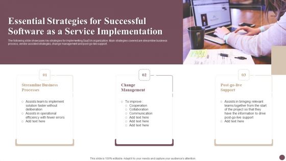 Essential Strategies For Successful Software As A Service Implementation Demonstration PDF