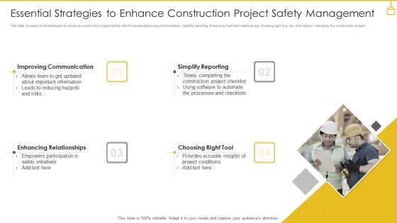 Essential Strategies To Enhance Construction Project Safety Management Topics PDF
