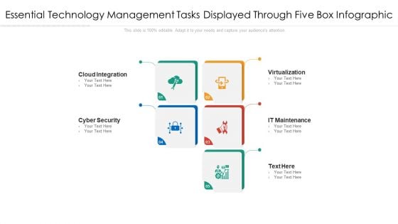 Essential Technology Management Tasks Displayed Through Five Box Infographic Ppt PowerPoint Presentation File Graphic Tips PDF Essential Technology Management Tasks Displayed Through Five Box Infographic Ppt PowerPoint Presentation File Graphic Tips PDF