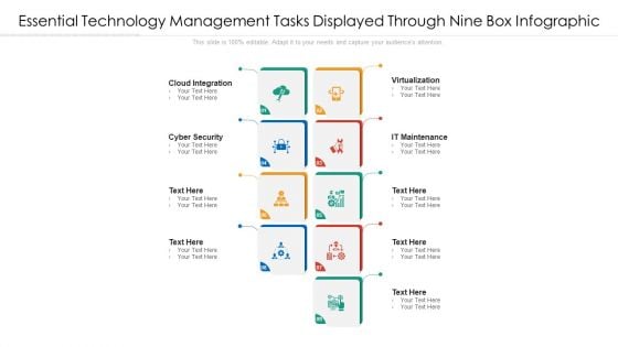 Essential Technology Management Tasks Displayed Through Nine Box Infographic Ppt PowerPoint Presentation File Clipart PDF