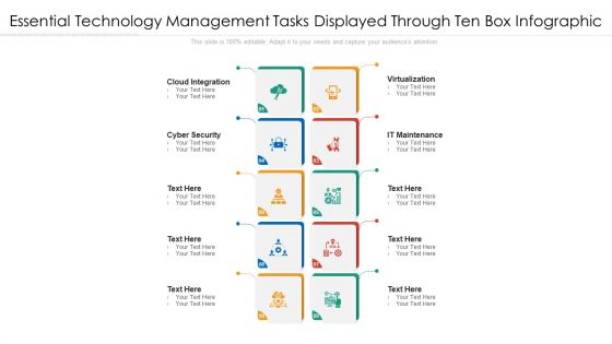 Essential Technology Management Tasks Displayed Through Ten Box Infographic Ppt PowerPoint Presentation Gallery Outfit PDF