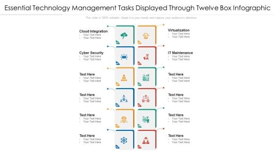 Essential Technology Management Tasks Displayed Through Twelve Box Infographic Ppt PowerPoint Presentation File Pictures PDF