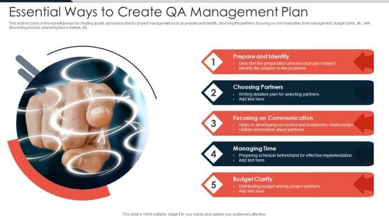 Essential Ways To Create QA Management Plan Ppt PowerPoint Presentation File Inspiration PDF