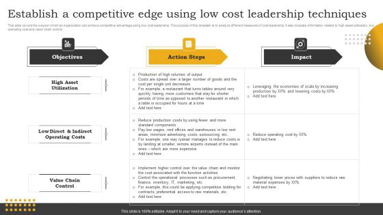 Establish A Competitive Edge Using Low Cost Leadership Techniques Background PDF