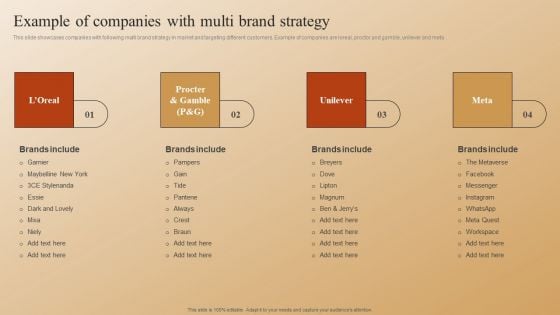 Establishing A Brand Identity For Organizations With Several Brands Example Of Companies With Multi Brand Strategy Graphics PDF