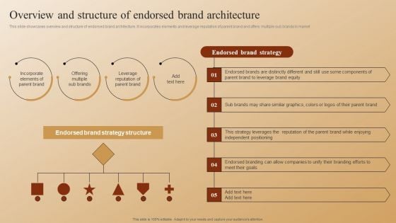 Establishing A Brand Identity For Organizations With Several Brands Overview And Structure Of Endorsed Brand Architecture Designs PDF