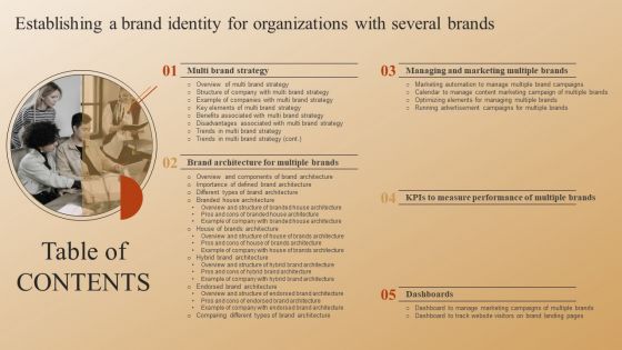 Establishing A Brand Identity For Organizations With Several Brands Table Of Contents Background PDF