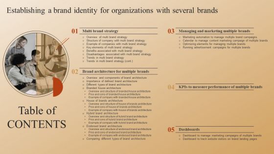 Establishing A Brand Identity For Organizations With Several Brands Table Of Contents Background PDF