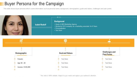 Establishing An Efficient Integrated Marketing Communication Process Buyer Persona For The Campaign Themes PDF