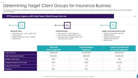 Establishing Insurance Company Determining Target Client Groups For Insurance Business Microsoft PDF