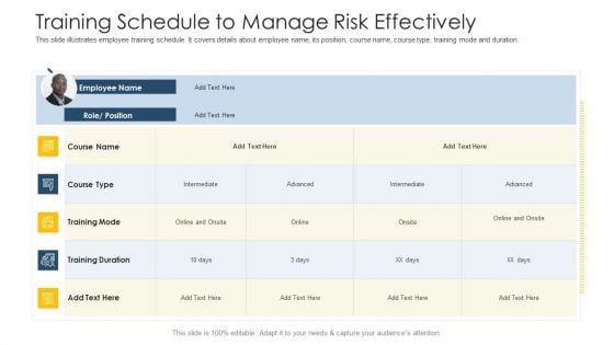 Establishing Operational Risk Framework Banking Training Schedule To Manage Risk Effectively Introduction PDF