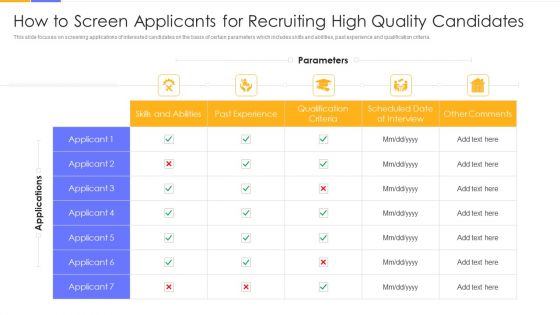 Establishing Social Media Hiring Plan How To Screen Applicants For Recruiting High Quality Candidates Guidelines PDF