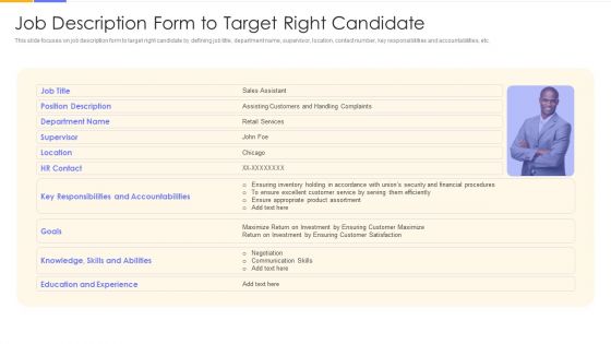 Establishing Social Media Hiring Plan Job Description Form To Target Right Candidate Brochure PDF