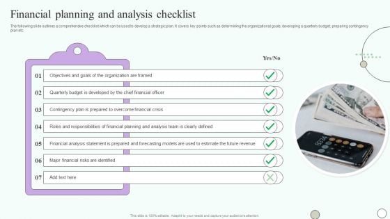 Estimating Business Overall Financial Planning And Analysis Checklist Icons PDF