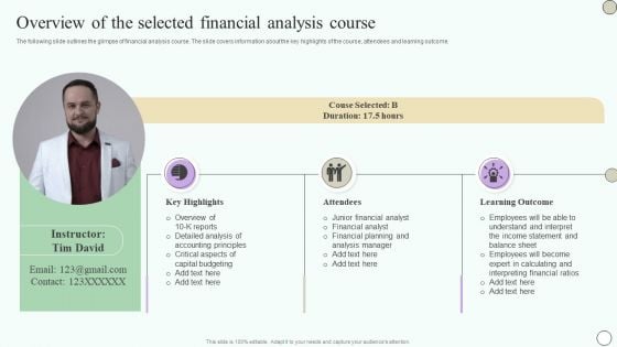 Estimating Business Overall Overview Of The Selected Financial Analysis Course Designs PDF