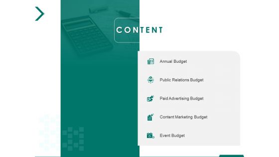 Estimating Marketing Budget Content Ppt Show Portfolio PDF