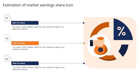 Estimation Of Market Earnings Share Icon Clipart PDF
