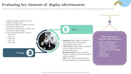 Evaluating Key Elements Of Display Advertisement Ppt PowerPoint Presentation Diagram Lists PDF