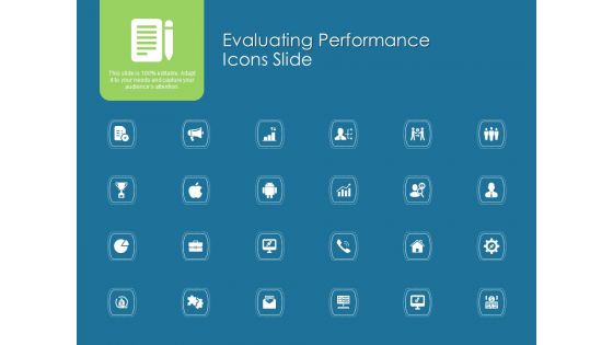 Evaluating Performance Icons Slide Ppt Gallery Visual Aids PDF