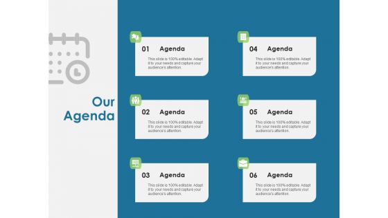 Evaluating Performance Our Agenda Ppt Layouts Infographics PDF