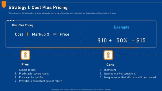 Evaluating Price Efficiency In Organization Strategy 1 Cost Plus Pricing Formats PDF