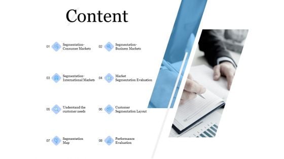 Evaluating Target Market Segments Content Ppt Ideas Files PDF