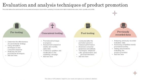 Evaluation And Analysis Techniques Of Product Promotion Infographics PDF