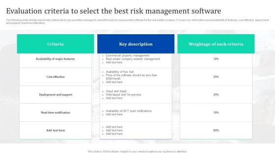 Evaluation Criteria To Select The Best Risk Management Software Enhancing Process Improvement By Regularly Introduction PDF