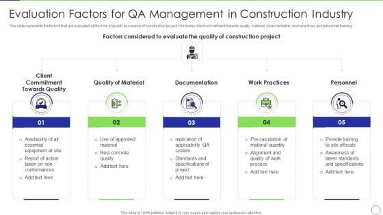 Evaluation Factors For Qa Management In Construction Industry Topics PDF