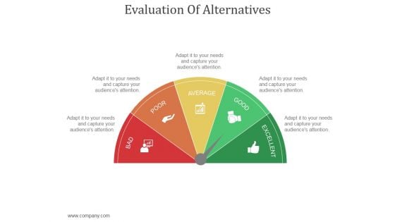 Evaluation Of Alternatives Ppt PowerPoint Presentation Design Ideas