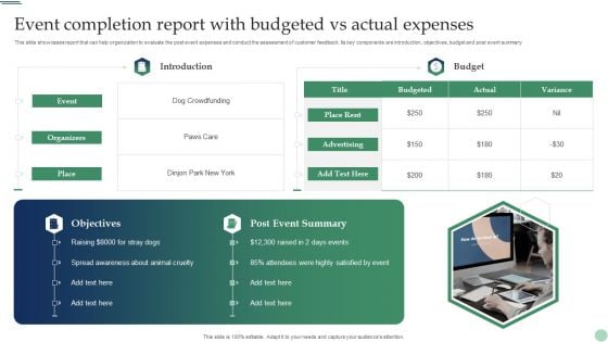 Event Completion Report With Budgeted Vs Actual Expenses Inspiration PDF