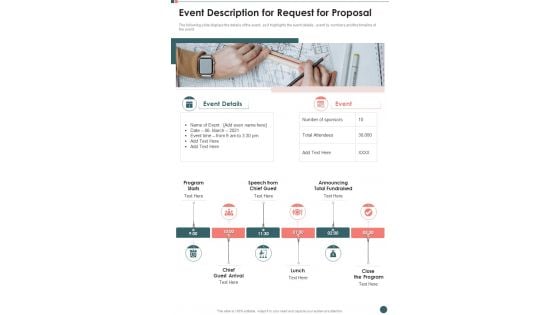 Event Description For Request For Proposal One Pager Sample Example Document