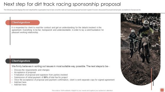 Event Funding Next Step For Dirt Track Racing Sponsorship Proposal Topics PDF