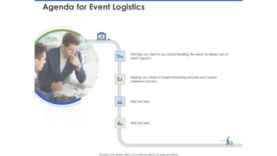 Event Management Services Agenda For Event Logistics Ppt PowerPoint Presentation Show Picture PDF