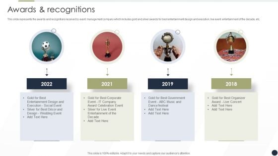 Event Management Services Company Profile Awards And Recognitions Background PDF Event Management Services Company Profile Awards And Recognitions Background PDF