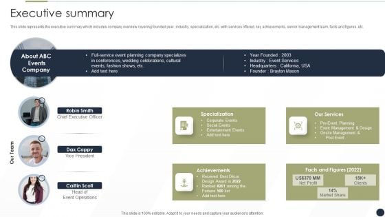 Event Management Services Company Profile Executive Summary Themes PDF Event Management Services Company Profile Executive Summary Themes PDF