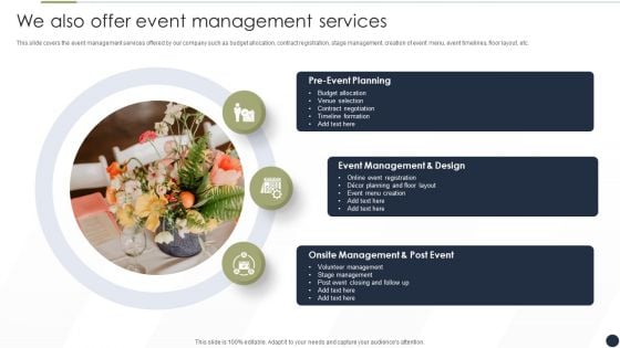 Event Management Services Company Profile We Also Offer Event Management Services Sample PDF