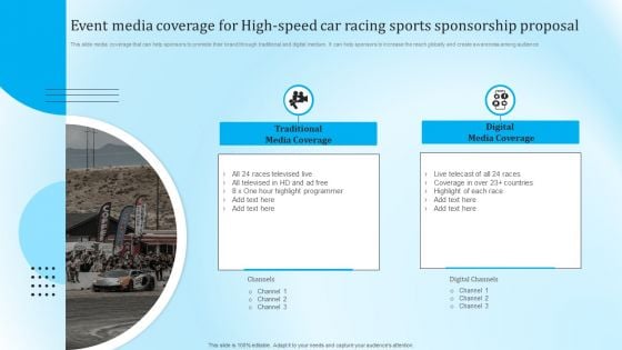 Event Media Coverage For High Speed Car Racing Sports Sponsorship Proposal Sample PDF