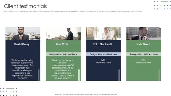 Event Planner Company Profile Client Testimonials Formats PDF Event Planner Company Profile Client Testimonials Formats PDF