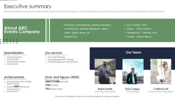 Event Planner Company Profile Executive Summary Download PDF Event Planner Company Profile Executive Summary Download PDF