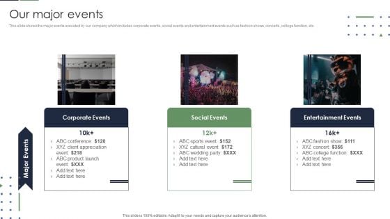 Event Planner Company Profile Our Major Events Diagrams PDF Event Planner Company Profile Our Major Events Diagrams PDF