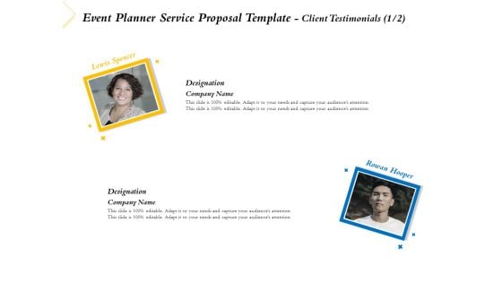 Event Planner Service Proposal Template Client Testimonials Communication Ppt Styles Graphics Pictures PDF