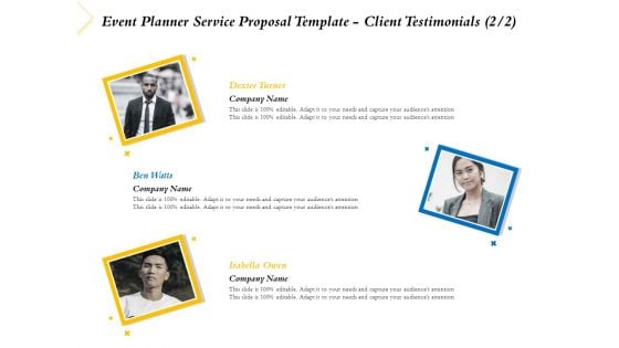 Event Planner Service Proposal Template Client Testimonials Teamwork Ppt Outline Sample PDF Event Planner Service Proposal Template Client Testimonials Teamwork Ppt Outline Sample PDF