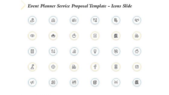 Event Planner Service Proposal Template Icons Slide Ppt Model Clipart Images PDF