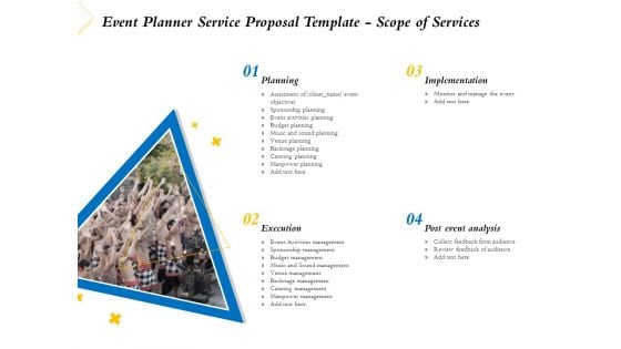 Event Planner Service Proposal Template Scope Of Services Ppt Inspiration Outfit PDF