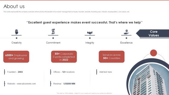 Event Planning And Management Company Profile About Us Demonstration PDF